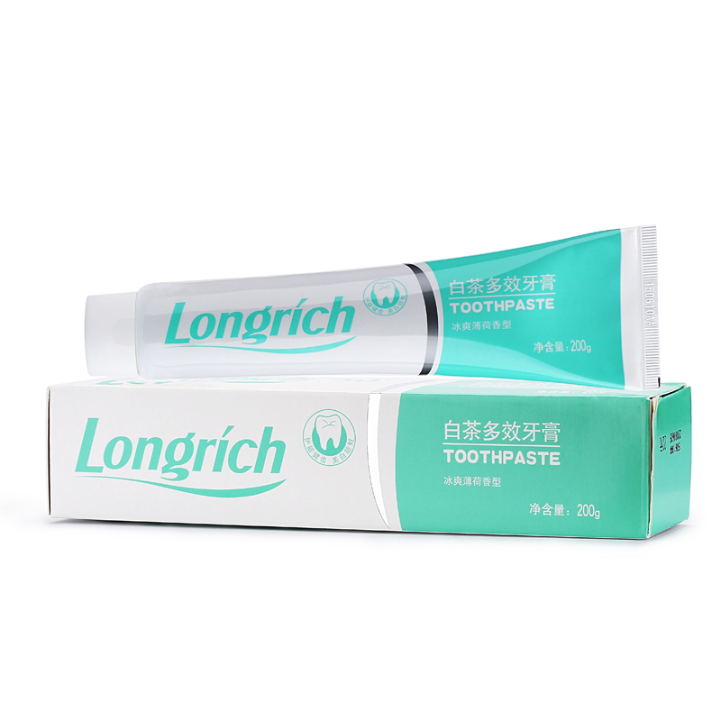 隆力奇白茶牙膏200g多效呵护牙膏正品包邮防蛀固齿洁净清新口气